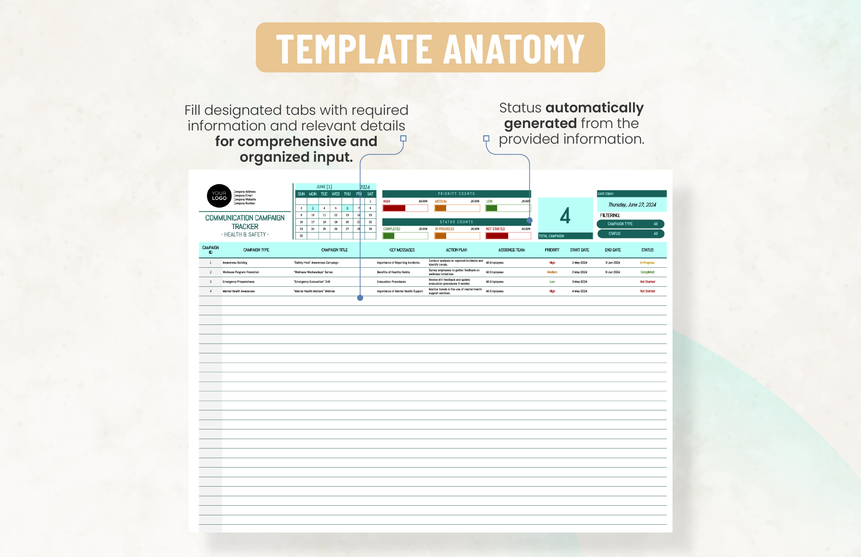 Health & Safety Communication Campaign Tracker Template