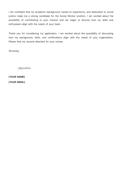 Free Social Worker Cover Letter For Fresher to Edit Online