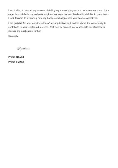 Free Principal Software Engineer Cover Letter to Edit Online