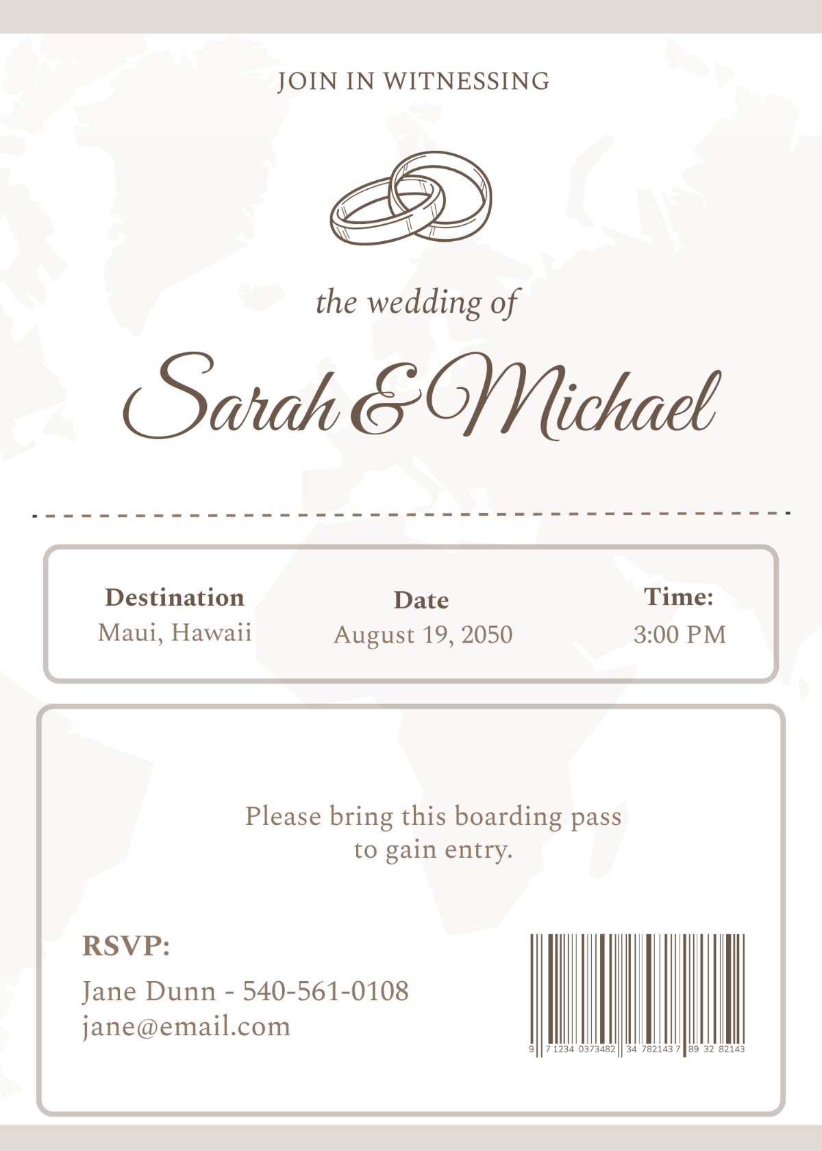 Destination Wedding Boarding Pass Invitation