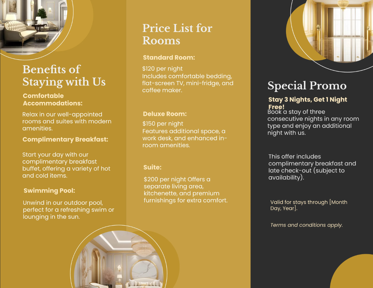 Free Hotel Tri-Fold Brochure Template to Edit Online
