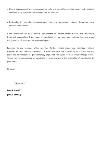 Free Physiotherapist Cover Letter For Fresher to Edit Online