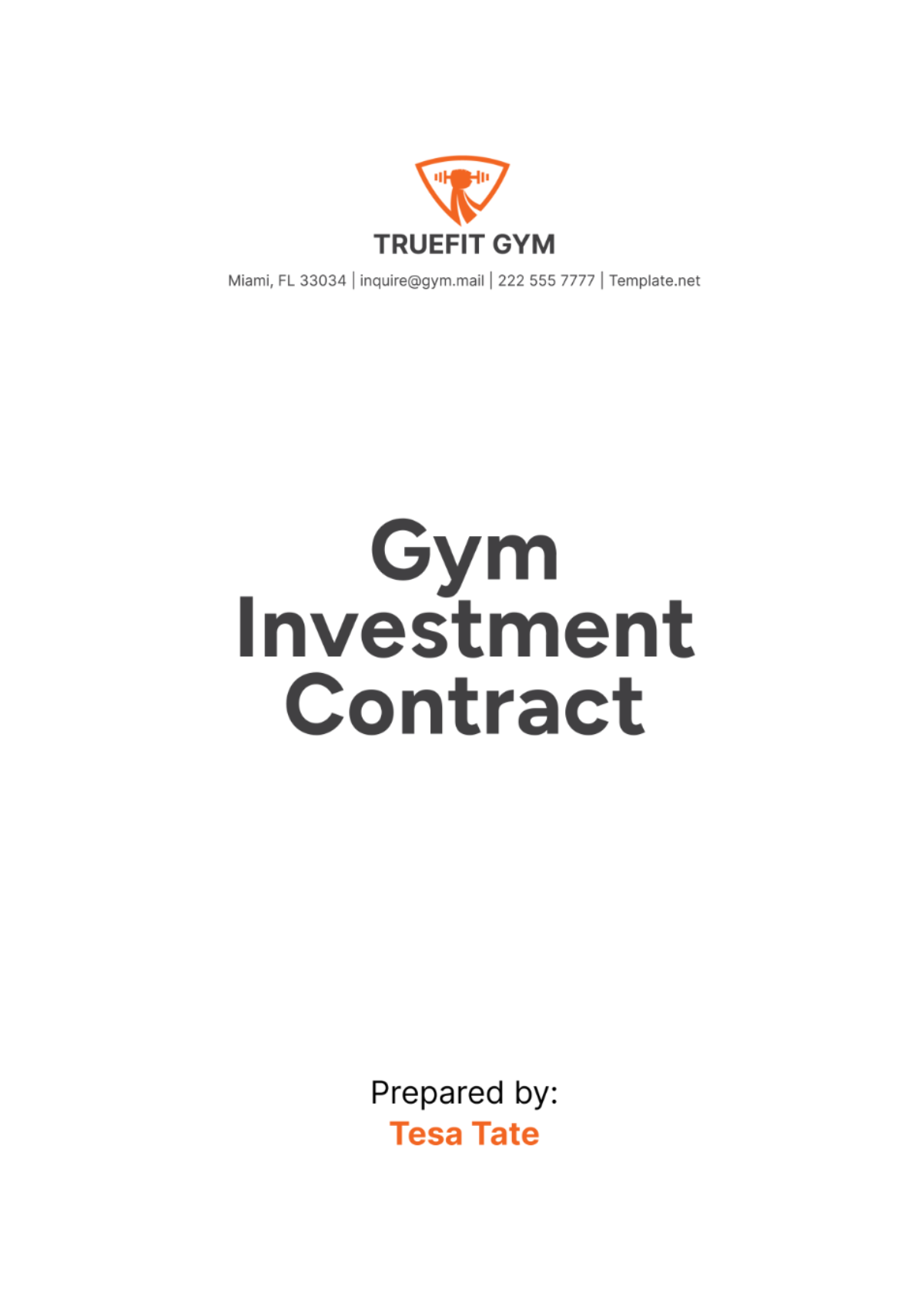 Free Gym Investment Contract Template