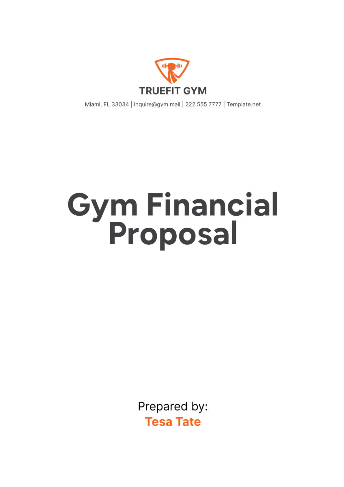 Gym Financial Proposal Template