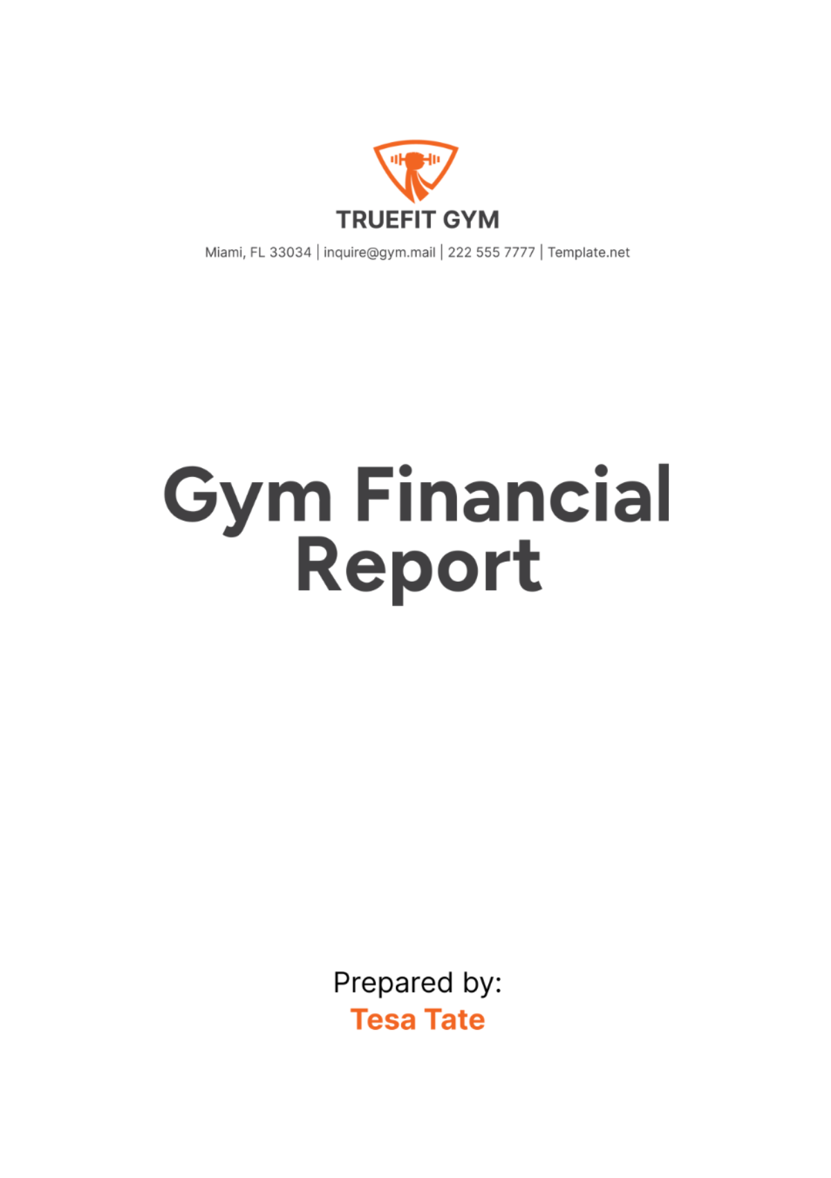 Gym Financial Report Template - Edit Online & Download