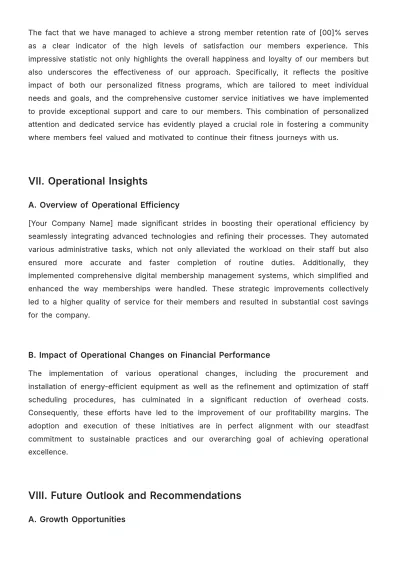 Free Gym Financial Report Template to Edit Online