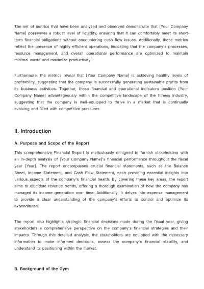 Free Gym Financial Report Template to Edit Online