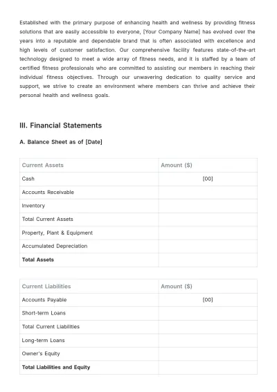 Free Gym Financial Report Template to Edit Online
