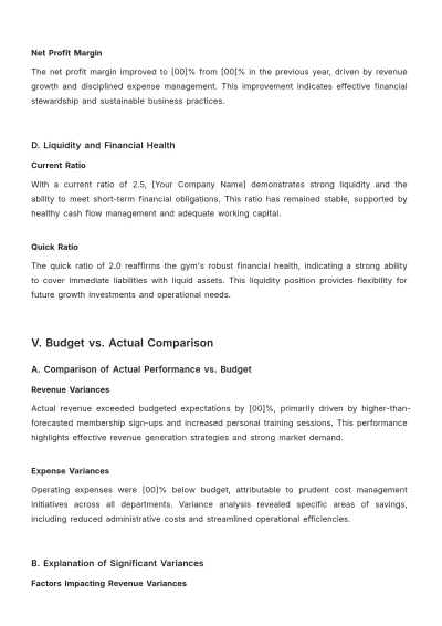 Free Gym Financial Report Template to Edit Online
