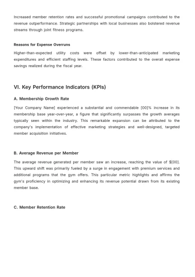 Free Gym Financial Report Template to Edit Online