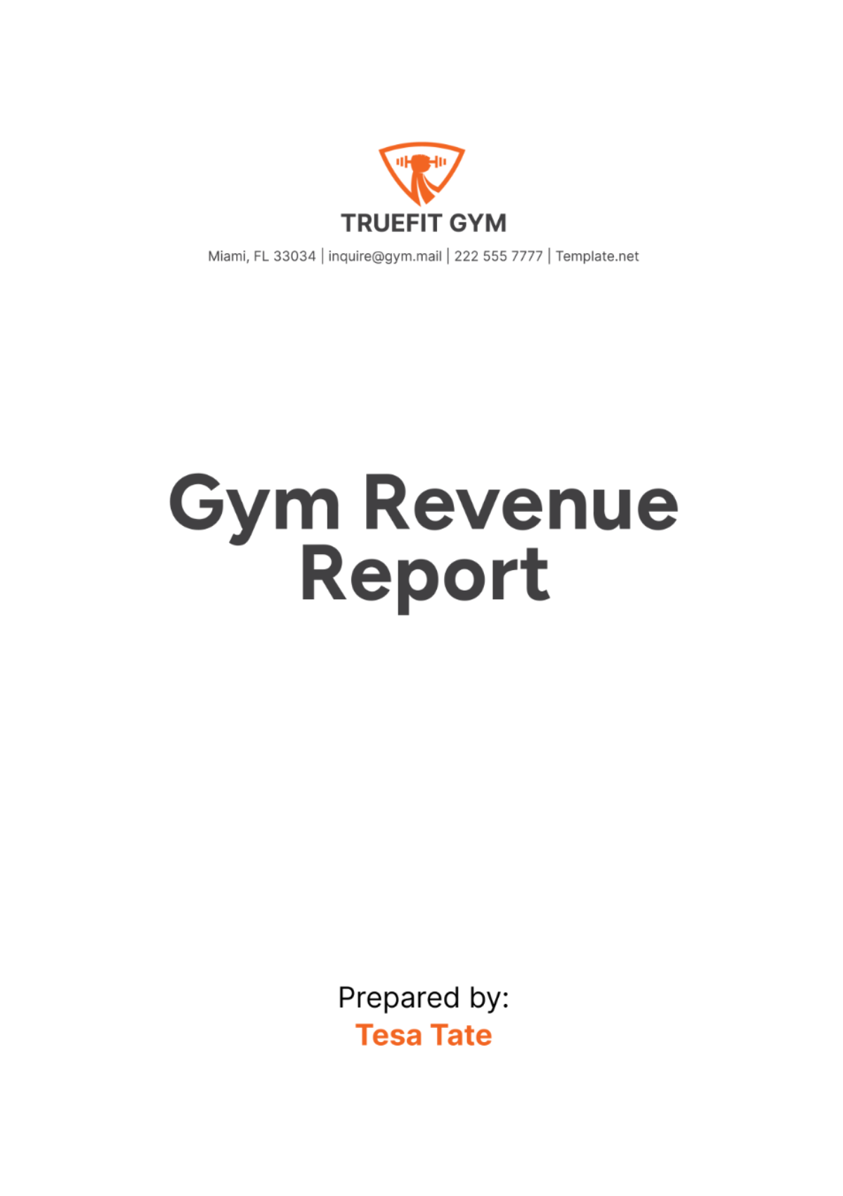 Gym Revenue Report Template - Edit Online & Download