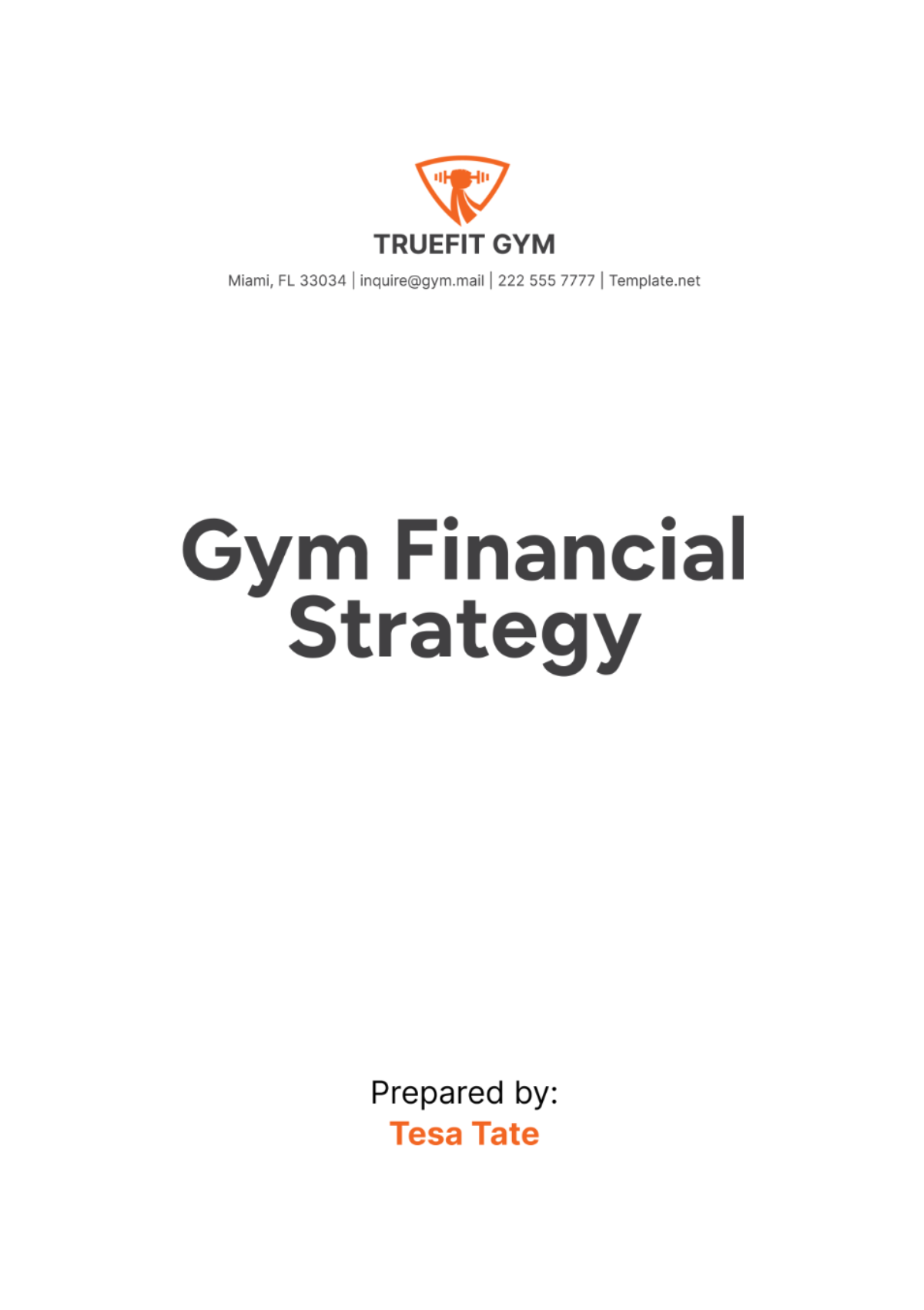 Free Gym Financial Strategy Template