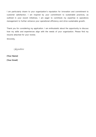 Free Operations Application Cover Letter to Edit Online