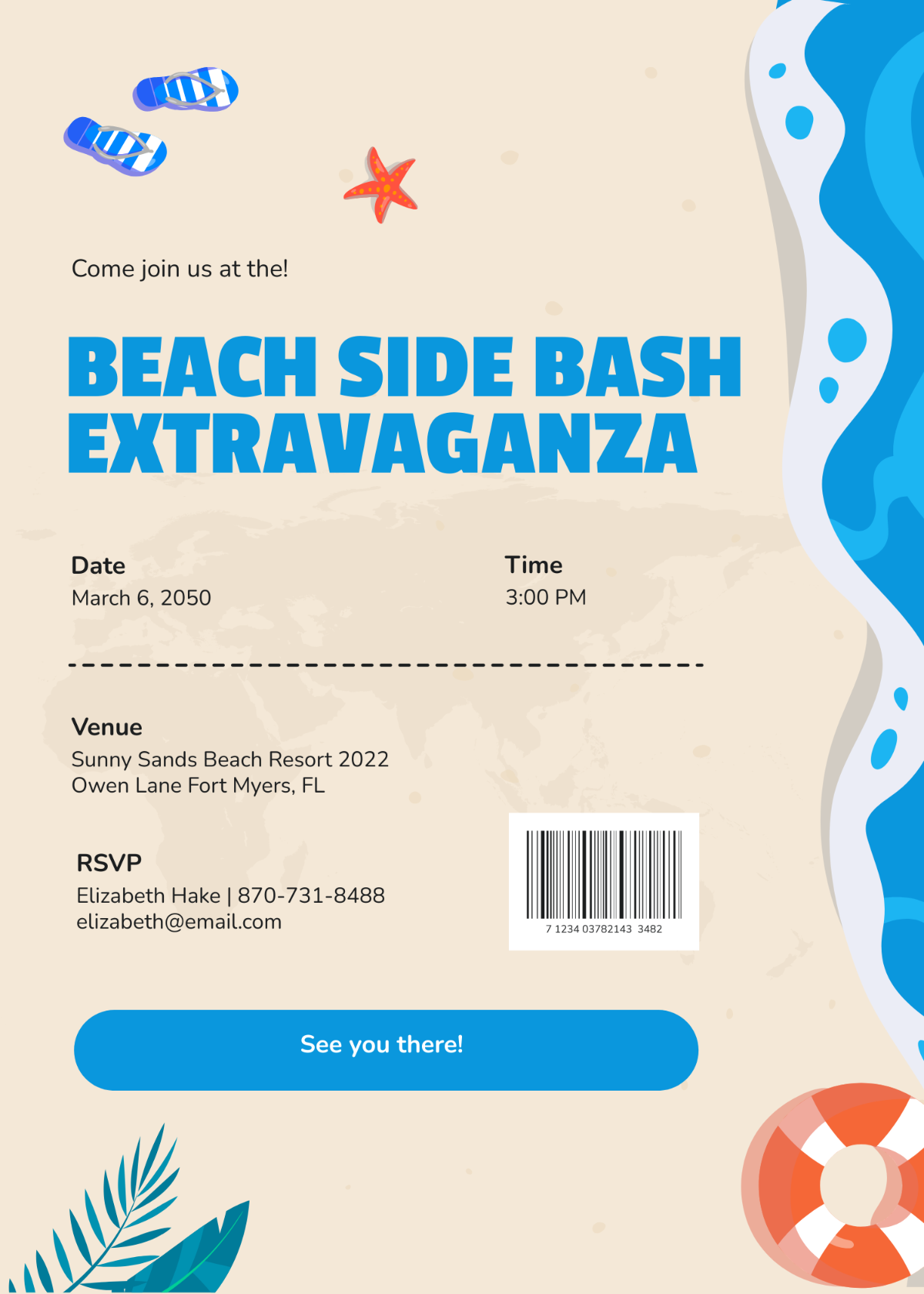 Beach Style Boarding Pass Invitation