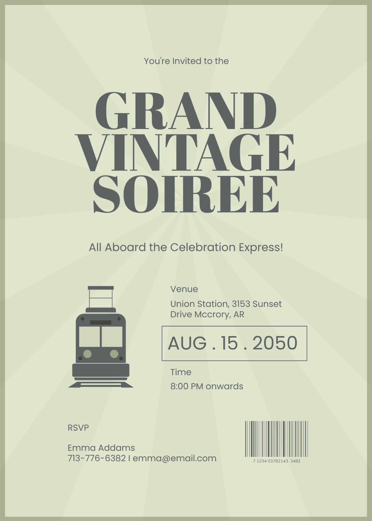 Vintage Theme Train Boarding Pass Invitation