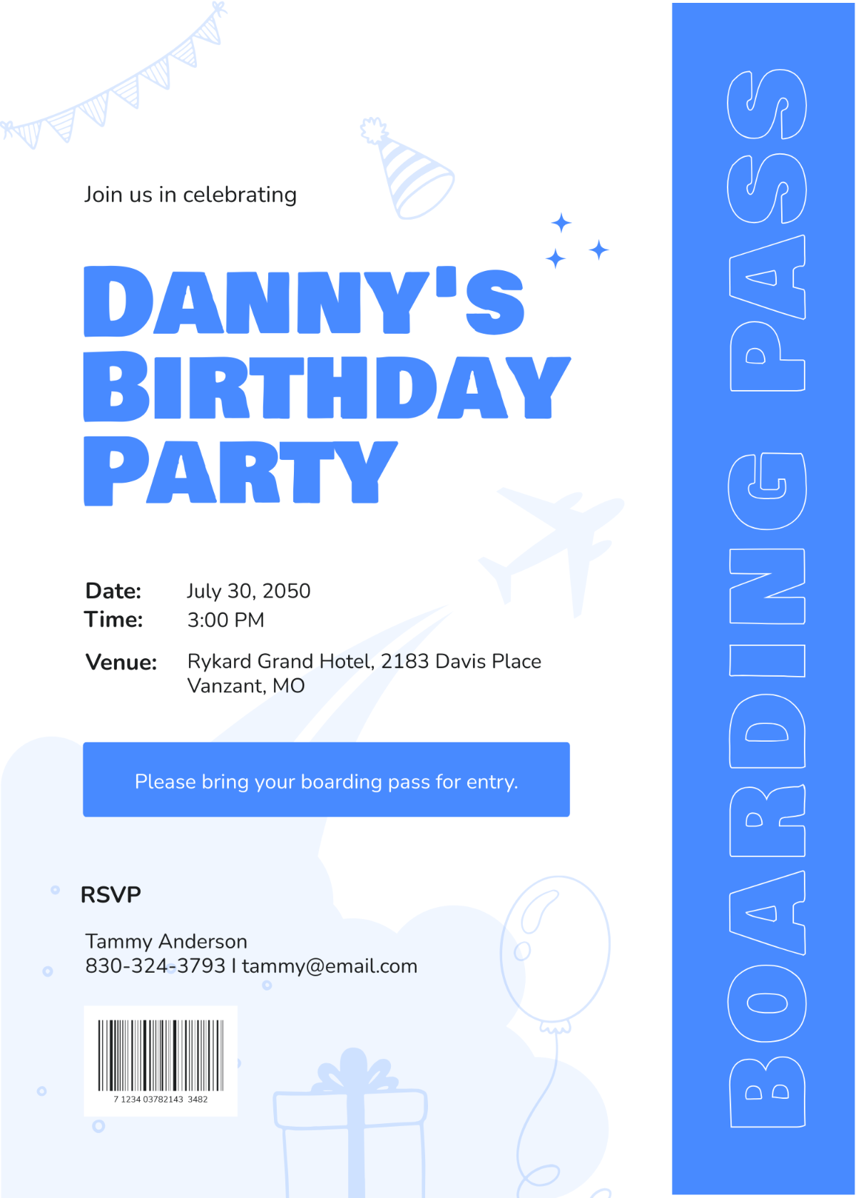 Birthday Boarding Pass Invitation
