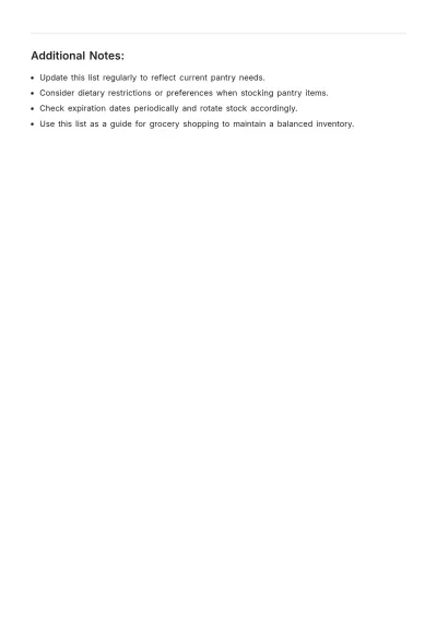 Free Pantry Grocery List Template to Edit Online