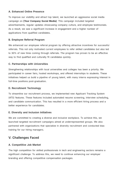 Free Quarterly Recruiting Report Template to Edit Online