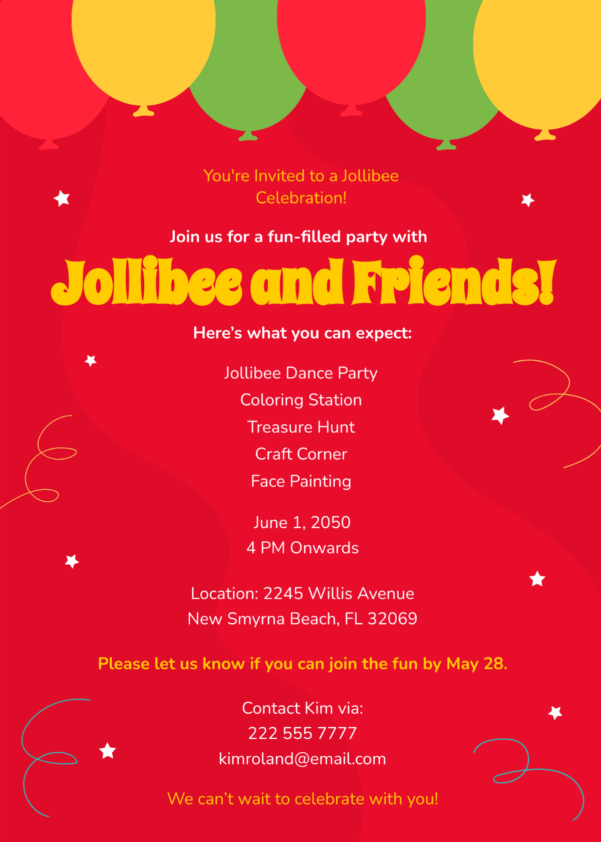 Jollibee Kids Party Invitation