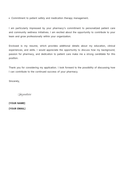 Free Pharmacist Cover Letter For Fresher to Edit Online