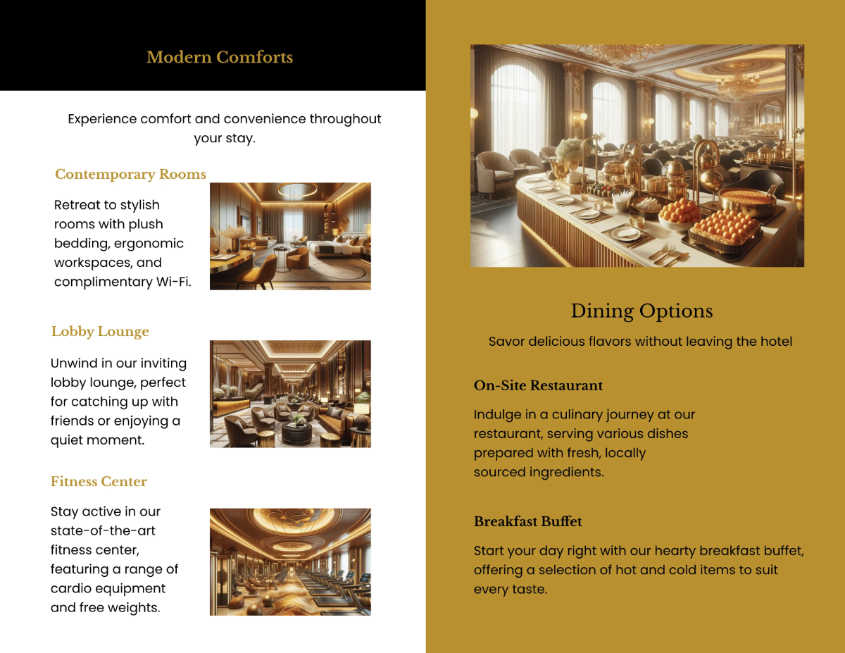 Free Hotel Advertising Bi-Fold Brochure Template to Edit Online