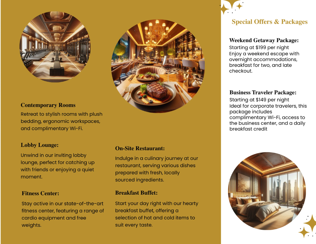Free Hotel Advertising Tri-Fold Brochure Template to Edit Online
