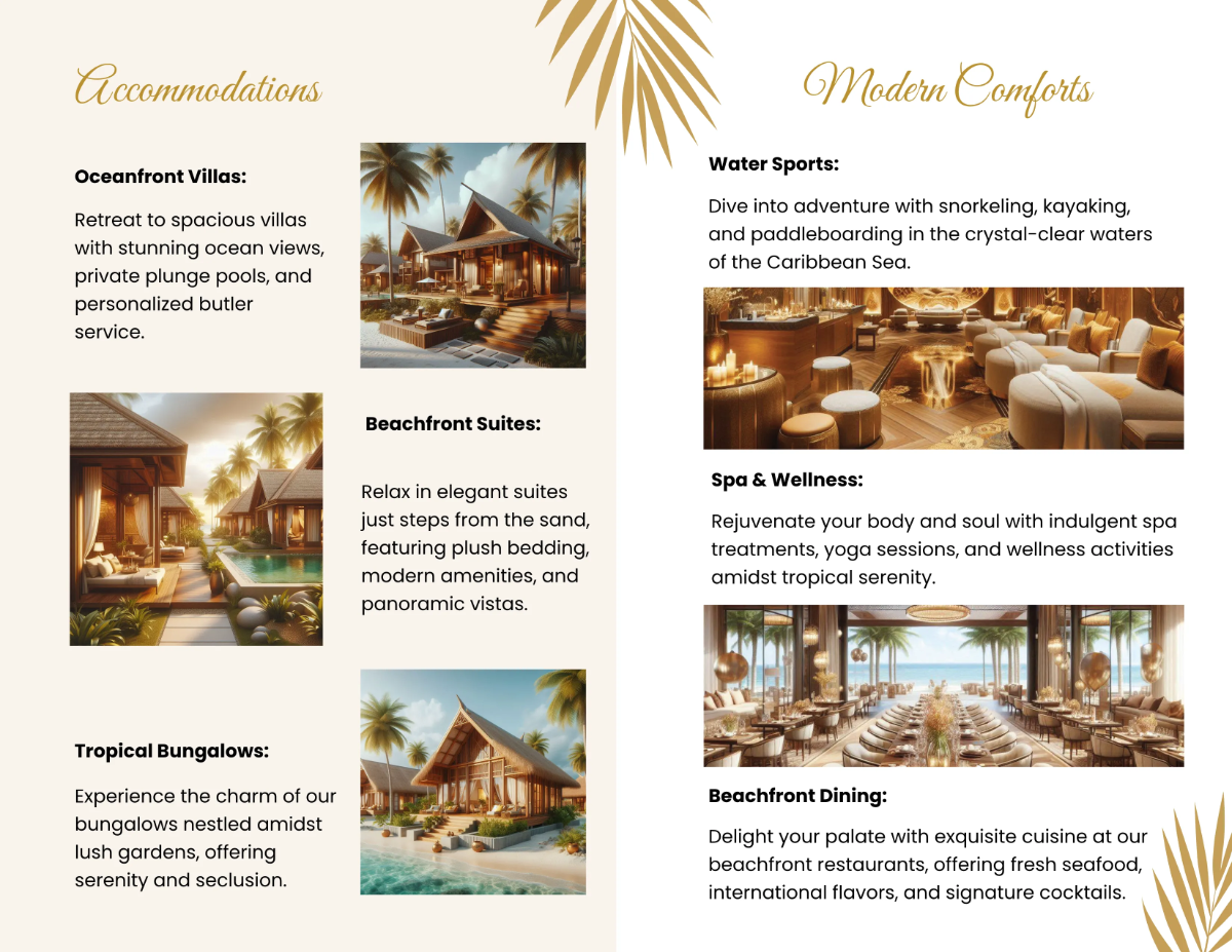 Free Hotel Resort Bi-Fold Brochure Template to Edit Online