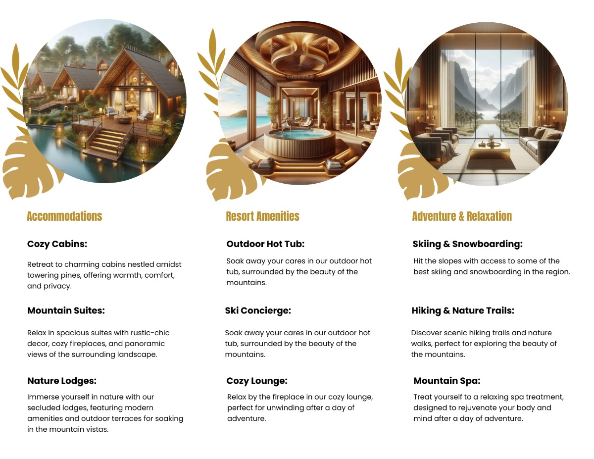 Free Hotel Resort Tri-Fold Brochure Template to Edit Online