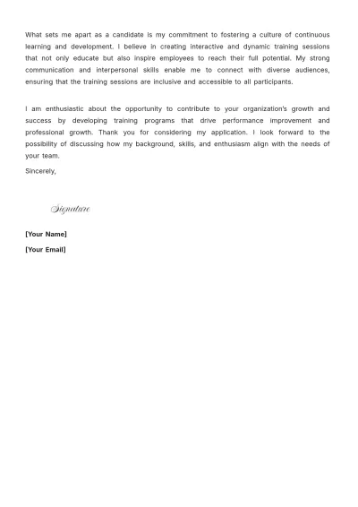Free Training Application Cover Letter to Edit Online