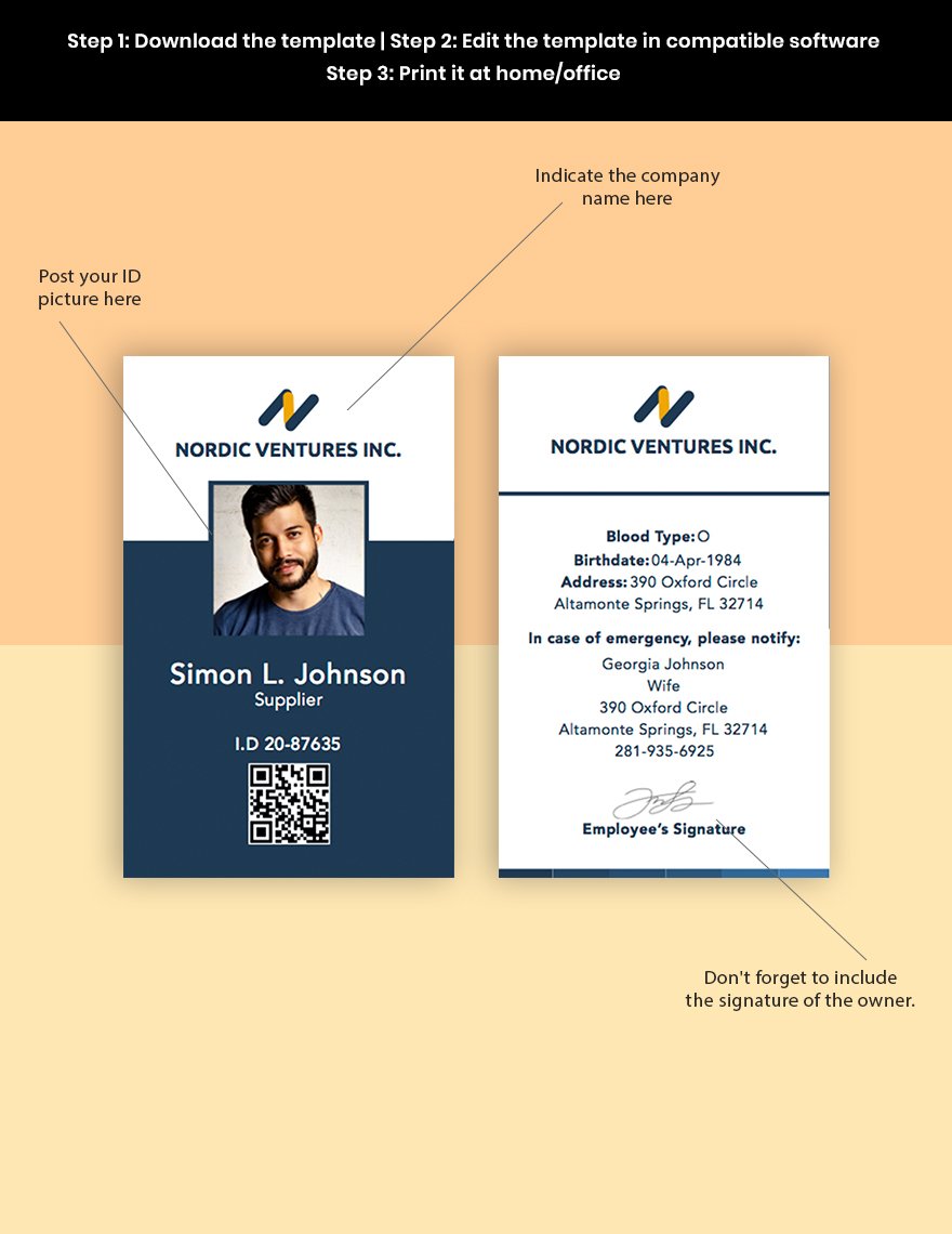 Supplier ID Card Template