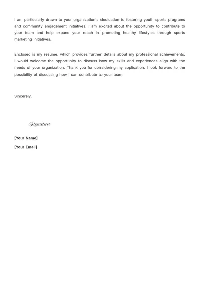 Free Sports Application Cover Letter to Edit Online