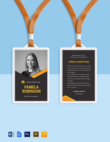 Contractor ID Card Template - PSD | AI | ID | Word | Pages ...