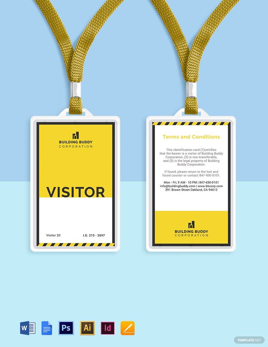 Construction Visitor ID Card Template