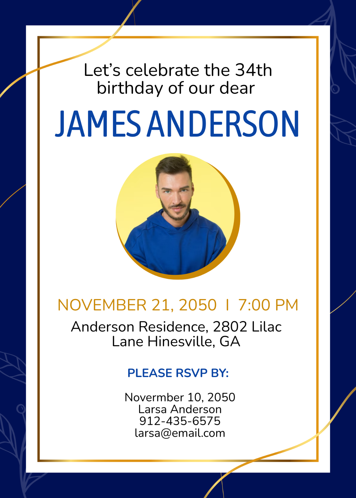 Male Adult Birthday Invitation