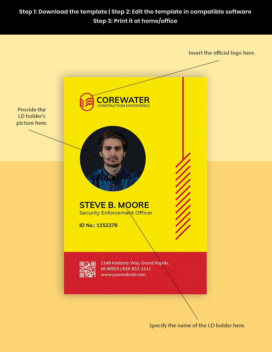 Construction Security ID Card Template Format