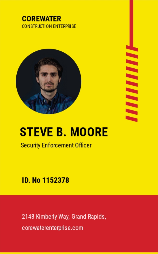 Construction Security ID Card Template - Illustrator, Word, Apple Pages, PSD