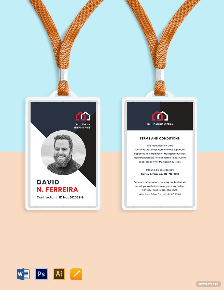 Construction Site ID Card Template