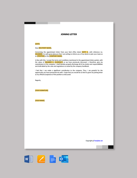 Joining Letter Template - Google Docs, Word | Template.net