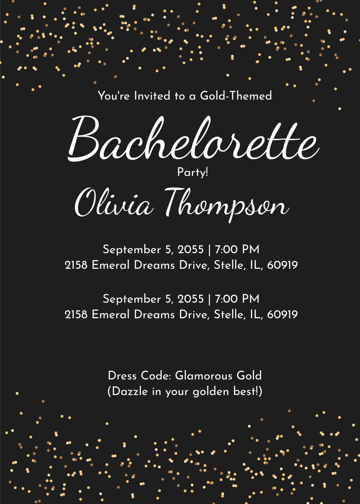 Gold Bachelorette Invitation