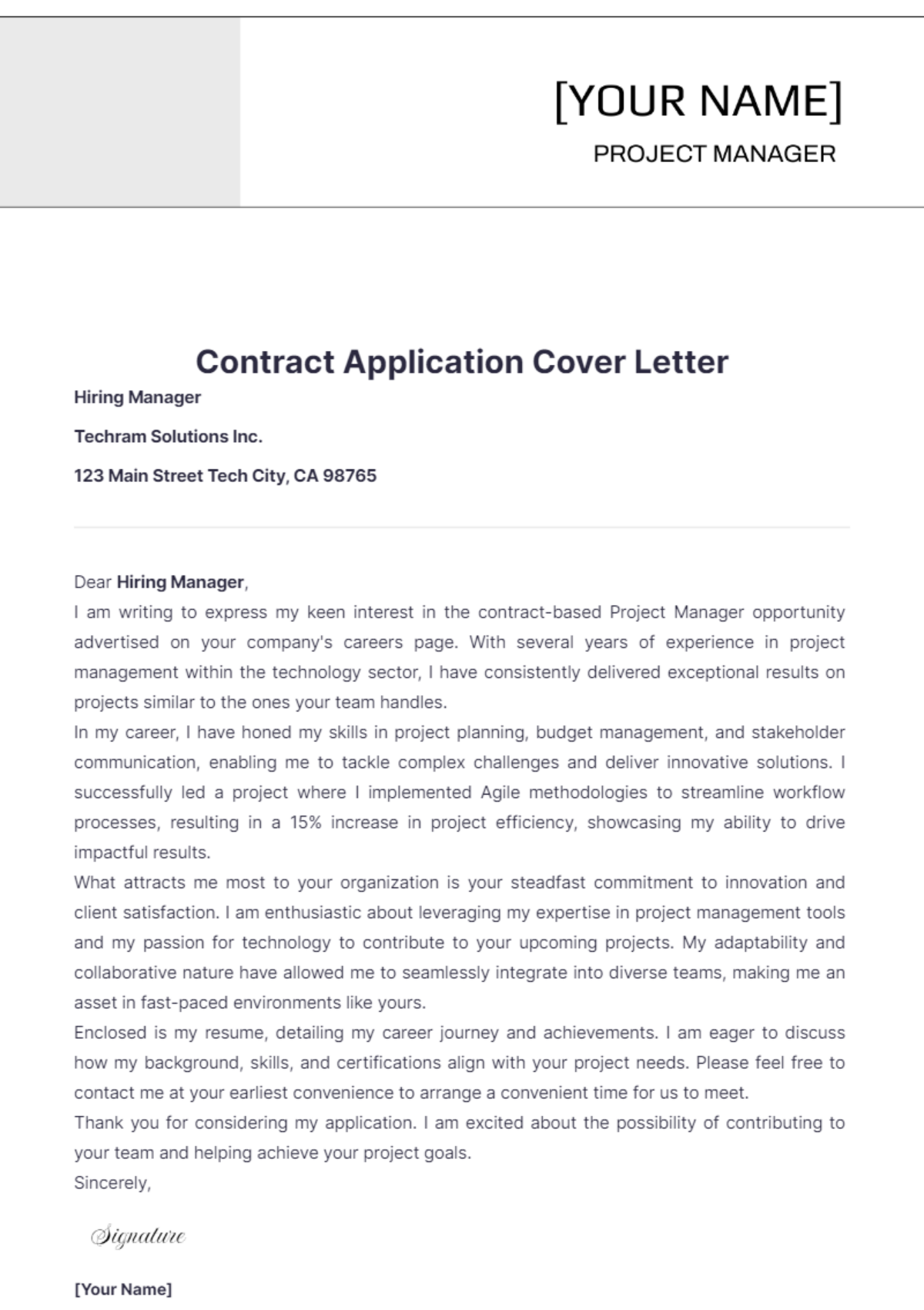 Contract Application Cover Letter - Edit Online & Download