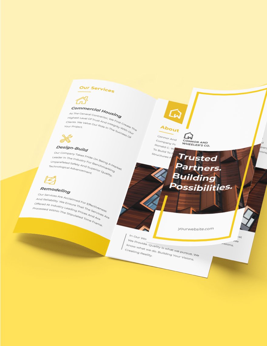 Commercial Construction Tri-Fold Brochure Template
