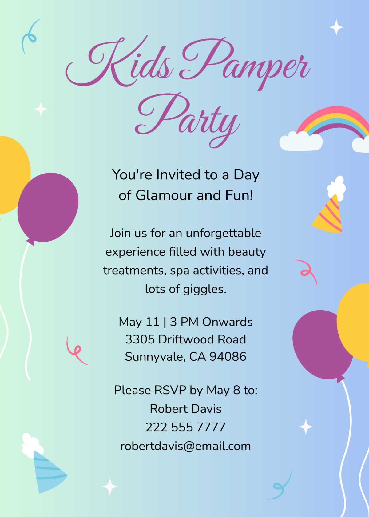 Kids Pamper Party Invitation
