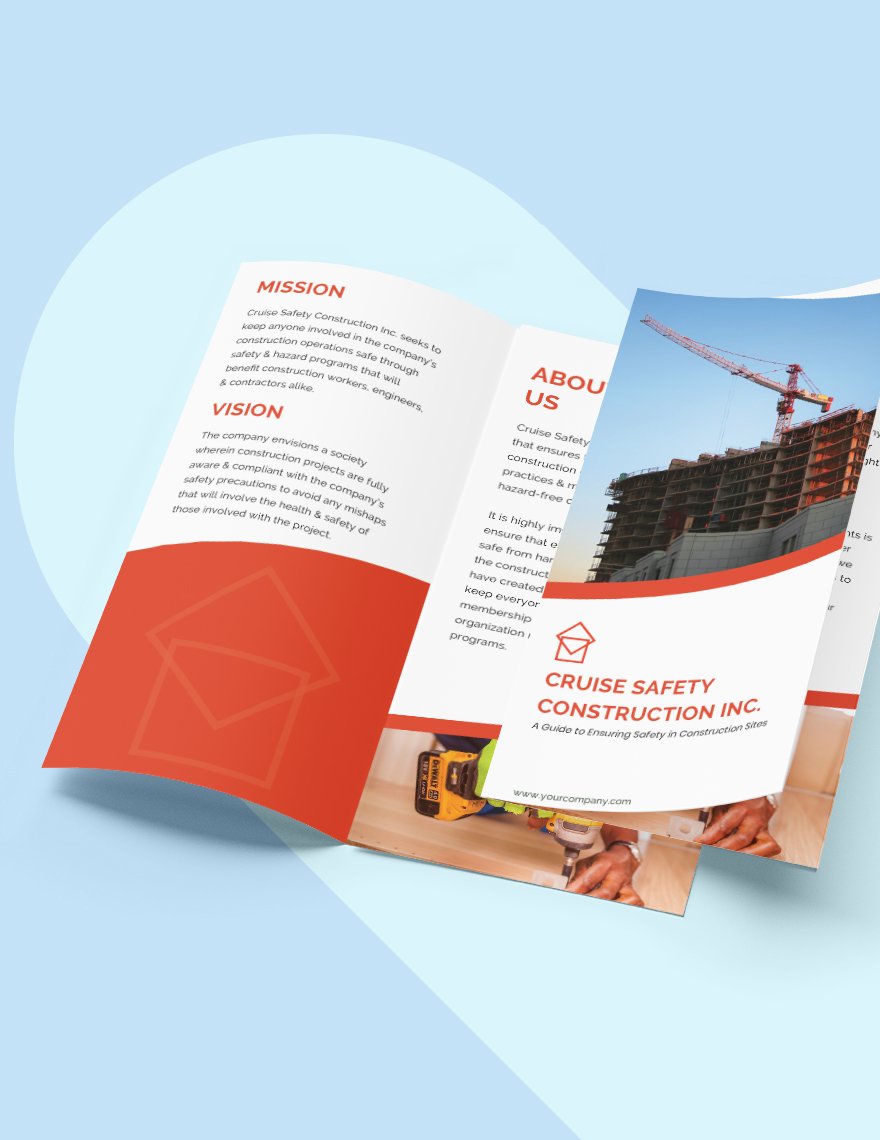 Construction Safety Tri-Fold Brochure Template