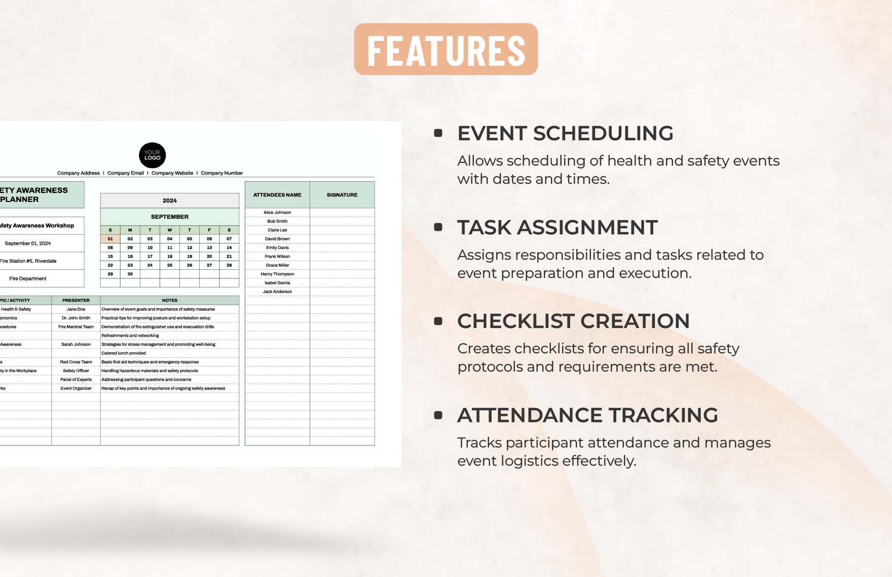 Health & Safety Awareness Event Planner Template