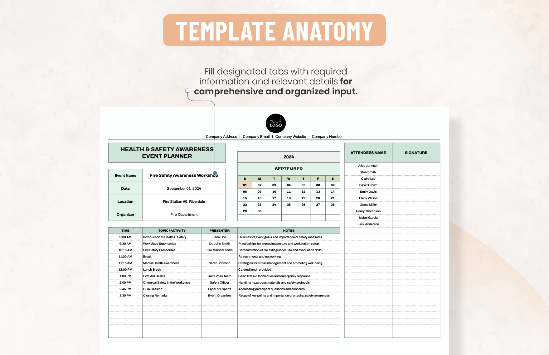 Health & Safety Awareness Event Planner Template