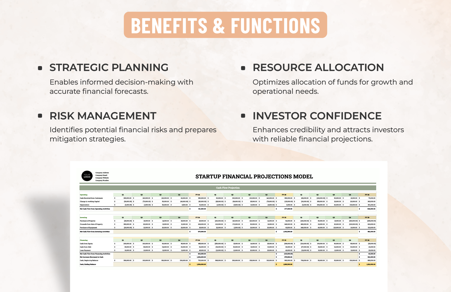 Startup Financial Projections Model Template