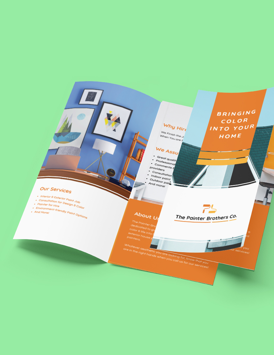 House Painting Contractor Tri-Fold Brochure Template