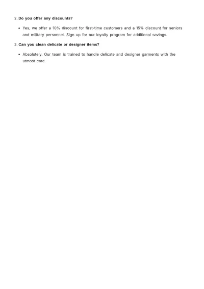 Free Dry Cleaning Price List Template to Edit Online