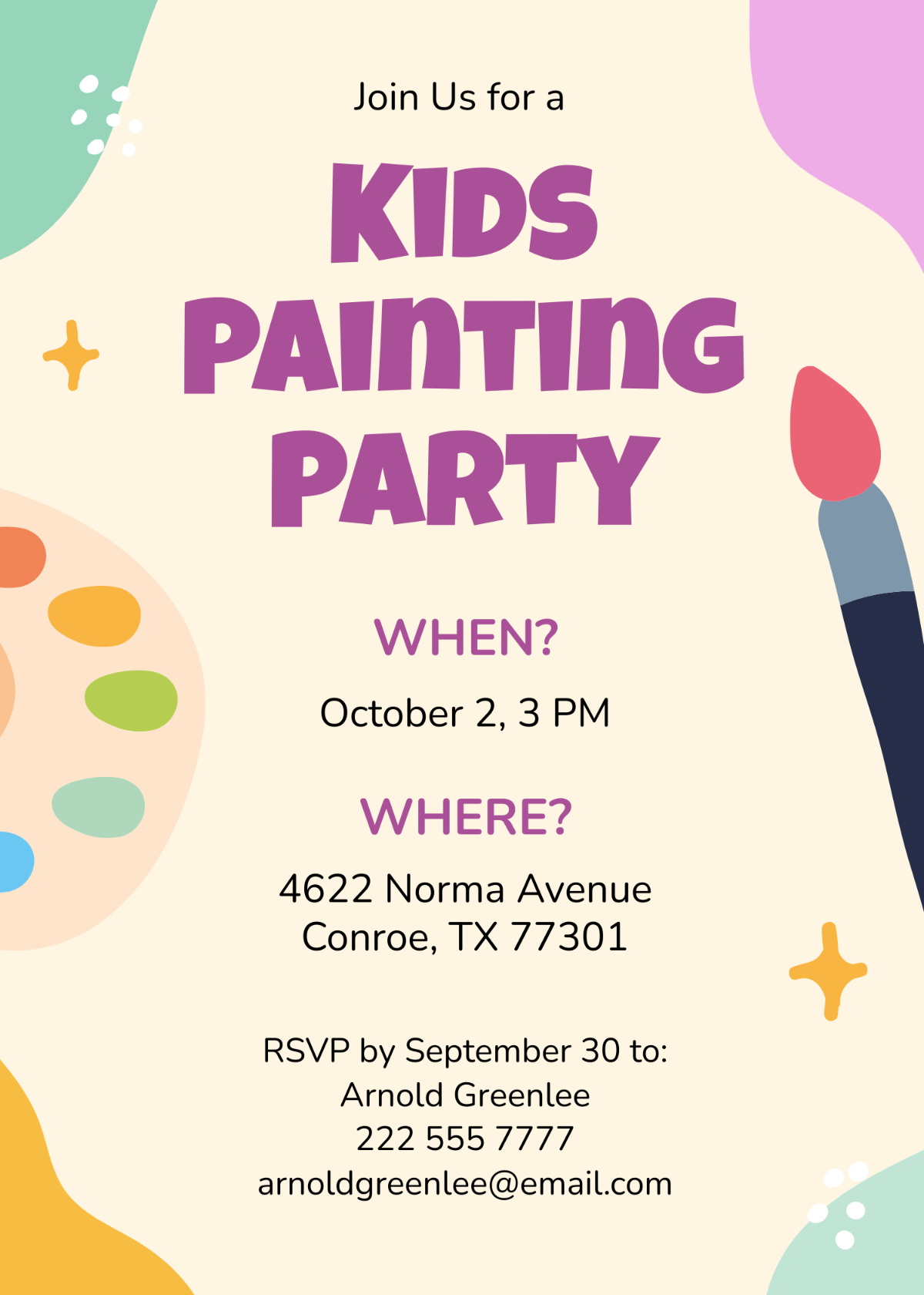 Kids Painting Party Invitation