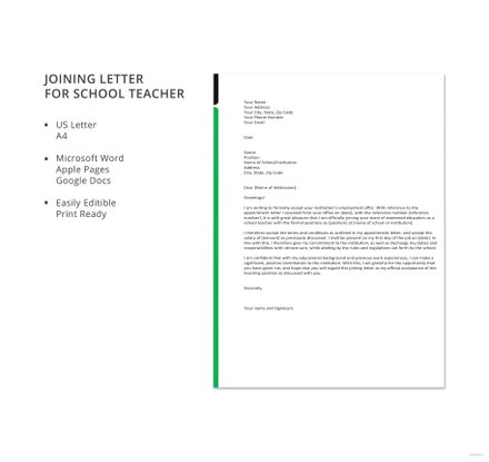 Free Application Letter for Teacher Template in Microsoft Word, Google ...